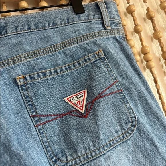 Vintage Guess Jeans Wide Leg Mid Rise Medium Wash 90s y2K Streetwear Jeans 31 - Picture 3 of 6